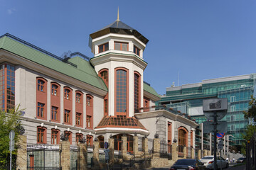 the facade of an old building in the historic city center. High quality photo