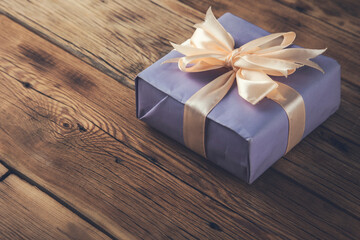 gift box on the wooden table