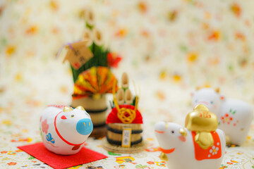 丑年の年賀状素材（2021年新年）