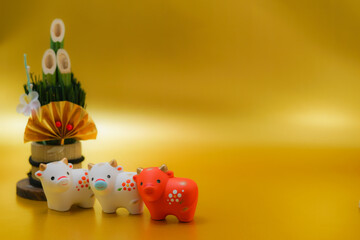 丑年の年賀状・新年素材（2021年新年干支）