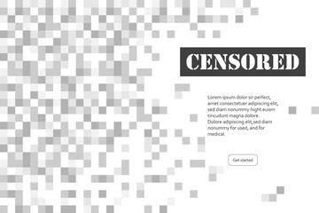 Pixel censored sign, black censor bar concept icon isolated on white background.