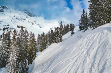 Ski slope  in ski area Arlberg