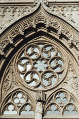 Obraz premium Decorative architectural elements of gothic church of Fisherman Bastion in Budapest, Hungary