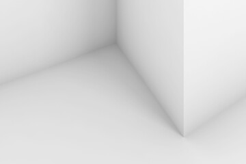 Abstract white interior, fragment with corners, 3 d