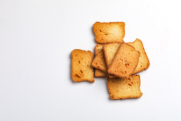 crispy rusk, cake rusk over white background