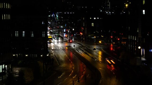 night traffic in malm&ouml;. time lapse