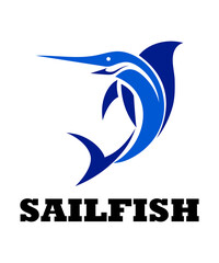 Fototapeta premium line art Vector illustration on a white background of a sailfish. Suitable for making logo. 