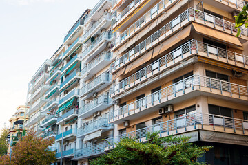 THESSALONIKI, GREECE - November 30, 2019: Typical architecture in Thessaloniki city, Greece