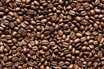 Fototapeta premium Roasted Coffee Beans background texture. 