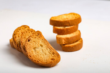 crispy rusk, cake rusk over white background