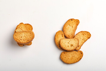crispy rusk, cake rusk over white background