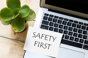 Word writing text Safety First. Business concept