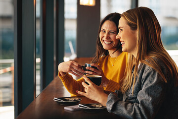 Having coffee with a her best friend
