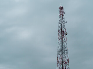 Antenna satellite tower isolated blue sky background