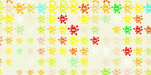 Light Green, Red vector background with covid-19 symbols.
