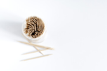 packaging of toothpicks on a white background close up of Kopi space