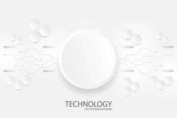 White technology background with various technological elements. The concept of innovative high-tech communications. Digital technology and engineering.