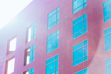 Modern apartment buildings on a sunny day with a blue sky. Facade of a modern apartment building