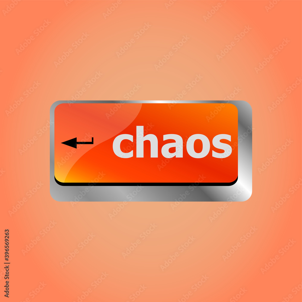 Poster chaos keys on computer keyboard, business concept