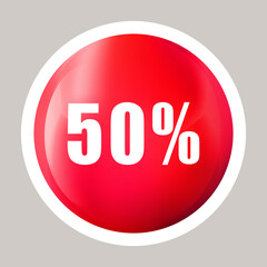 Sale banner template design. 50 discount sign banner. Sales vector round icon for web stickers, labels, stickers, banners, tags, season special offer, new offer. Colorful geometric shapes.