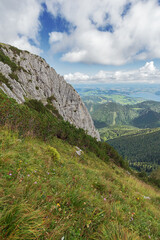 The pre Alps around the Traunsee, seen from the the mountain station of the Feuerkogel cable car