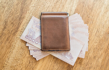money wallet, thai baht thousandth bills.