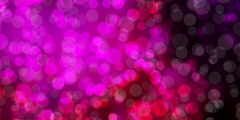 Dark Pink vector background with bubbles.