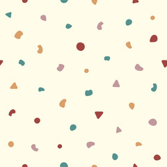 Seamless pattern with scattered small organic and geometric shapes. Simple vector illustration. - 396571814