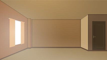 Empty room inside interior, realistic illustration. Abstract white room, empty wall. Realistic white light in the room. Beautiful background for your product. Vector Illustration