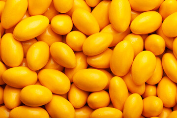 lots of colored sweet pills, sweet beans