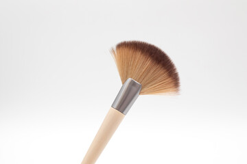 Eco wooden makeup brushe on white background