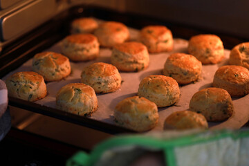 Scones Baking In Oven
