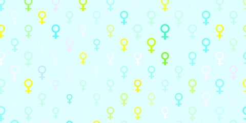 Light Multicolor vector texture with women rights symbols.