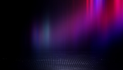 Neon abstract light rays on a dark background. Light effect, laser show, surface reflection. Ultraviolet radiation, nightclub. 3d illustration