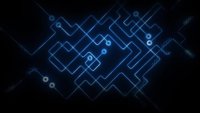 Abstract Cyber Technology Chipset Motherboard Intro Animation/ 4k animation of an abstract computer motherboard chipset technology background with glowing intro reveal effect