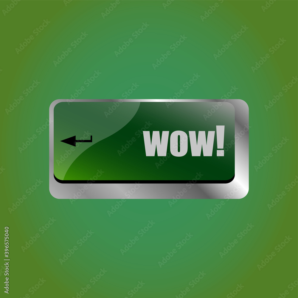 Aufkleber wow laptop button on computer keyboard key