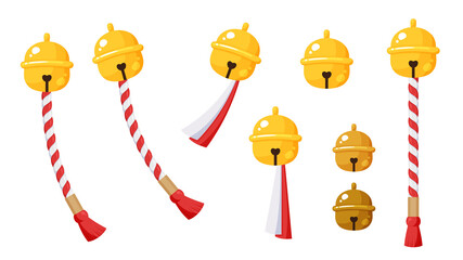 かわいい神社の鈴のイラスト素材セット