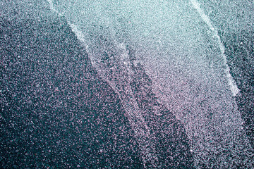 Abstract and ornamental detailed texture of frozen ice crystals pattern on the car or table or wall 