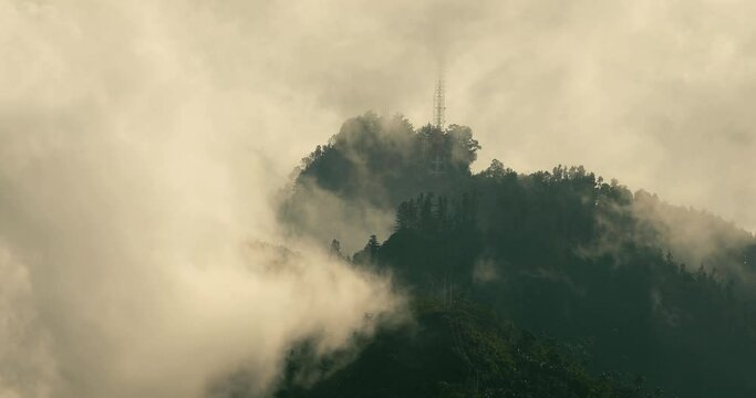 Mountain clouds in the Andes, mist over the forest, Sierra Nevada de Santa Marta, timelapse, of cloud and mist movement