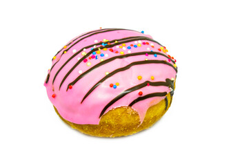 Donut desserts with chocolate toppings of various colors