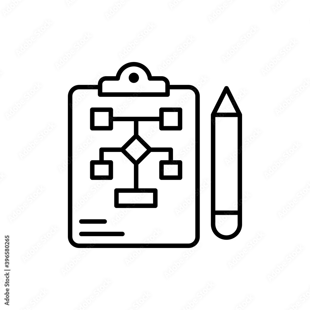 Poster workflow vector line illustration. eps 10 file