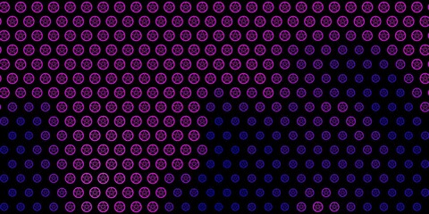 Dark Purple, Pink vector background with occult symbols.