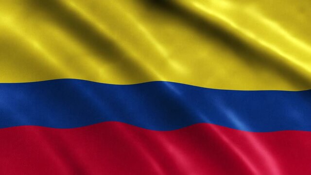 Colombia National Flag Country Banner Waving 3D Loop Animation. High Quality 4K Resolution.