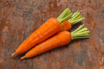 Three Young fresh ripe carrot