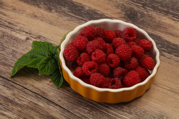 Red bright ripe sweet raspberry