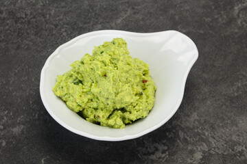Avocado guacamole sauce with chili pepper
