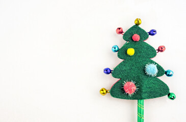 Fabric Christmas tree with copy space