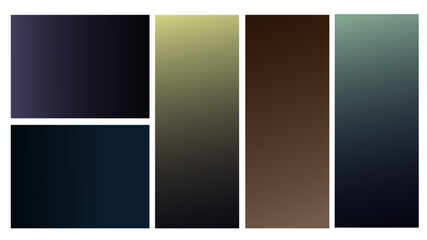 Dark gradient vector abstract background design set. Minimal dark blue, gray and brown color tones multicolor gradient vector illustration with empty copy space