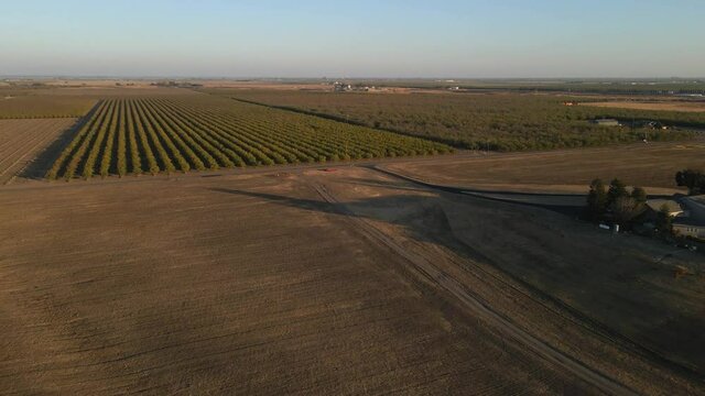 Farmland Irrigation Traffic on Highway I5 Interstate farmland mountains sunset