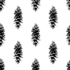 Seamless pattern with cone silhouettes on white background. Design element for wrapping paper, textile, fabric, wallpaper.